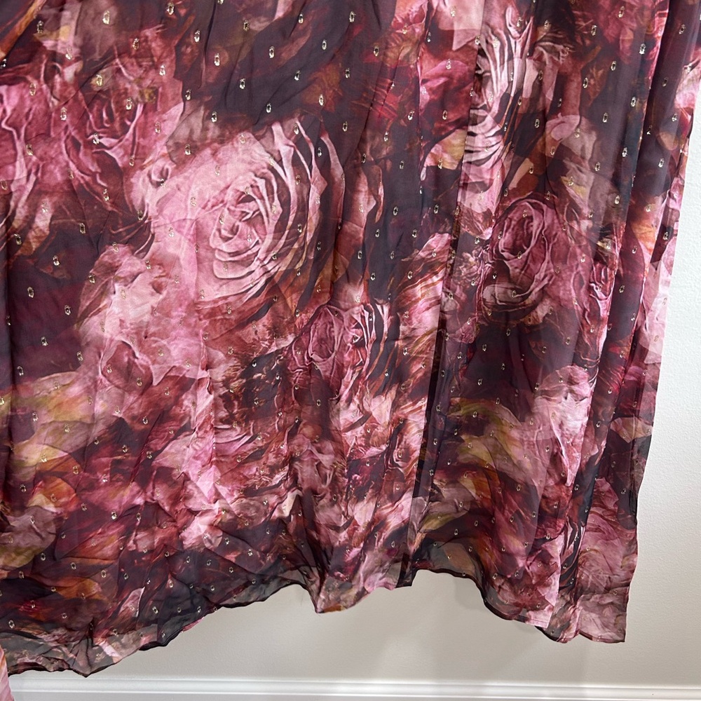 SOFT SURROUNDINGS NWT Rina Lurex Swiss Dot Silk Floral Maxi Dress Size 16 $250 - Picture 6 of 9
